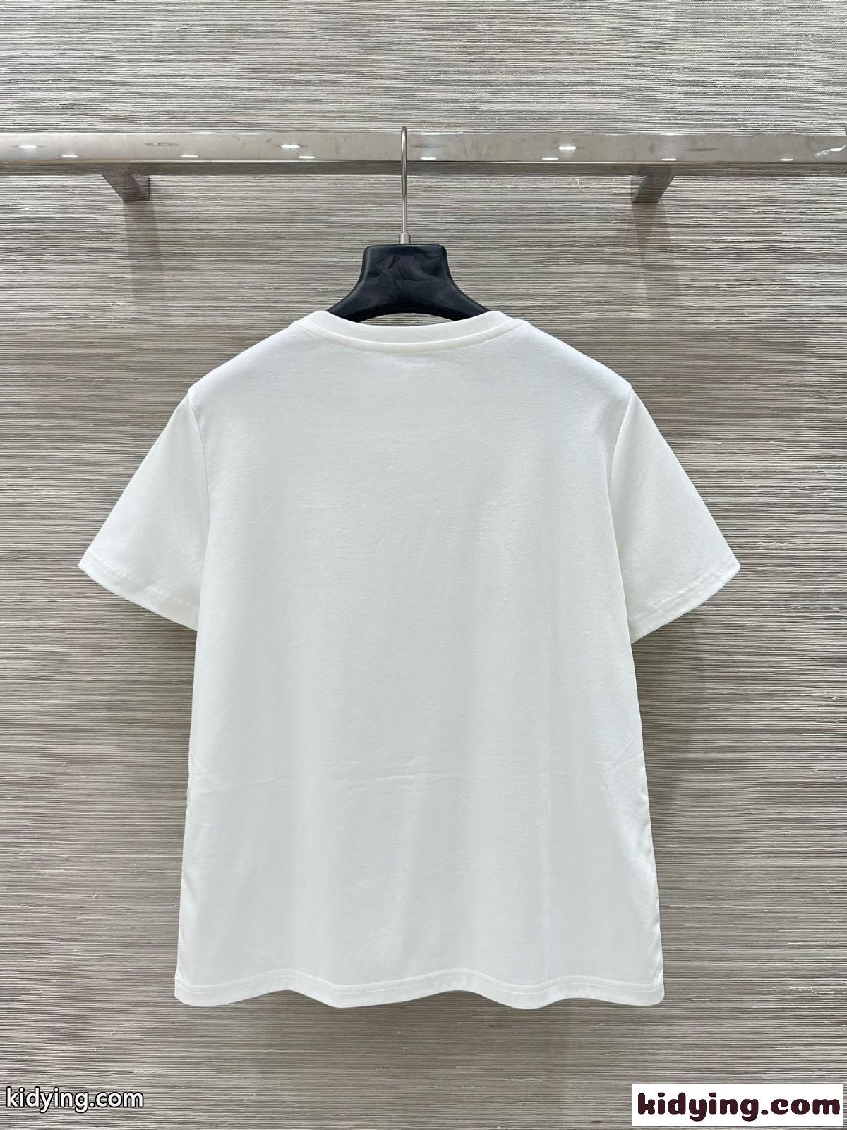 シンプル ロゴ入り コットン 半袖Tシャツ シャネル Tシャツ コピー クルーネック-4