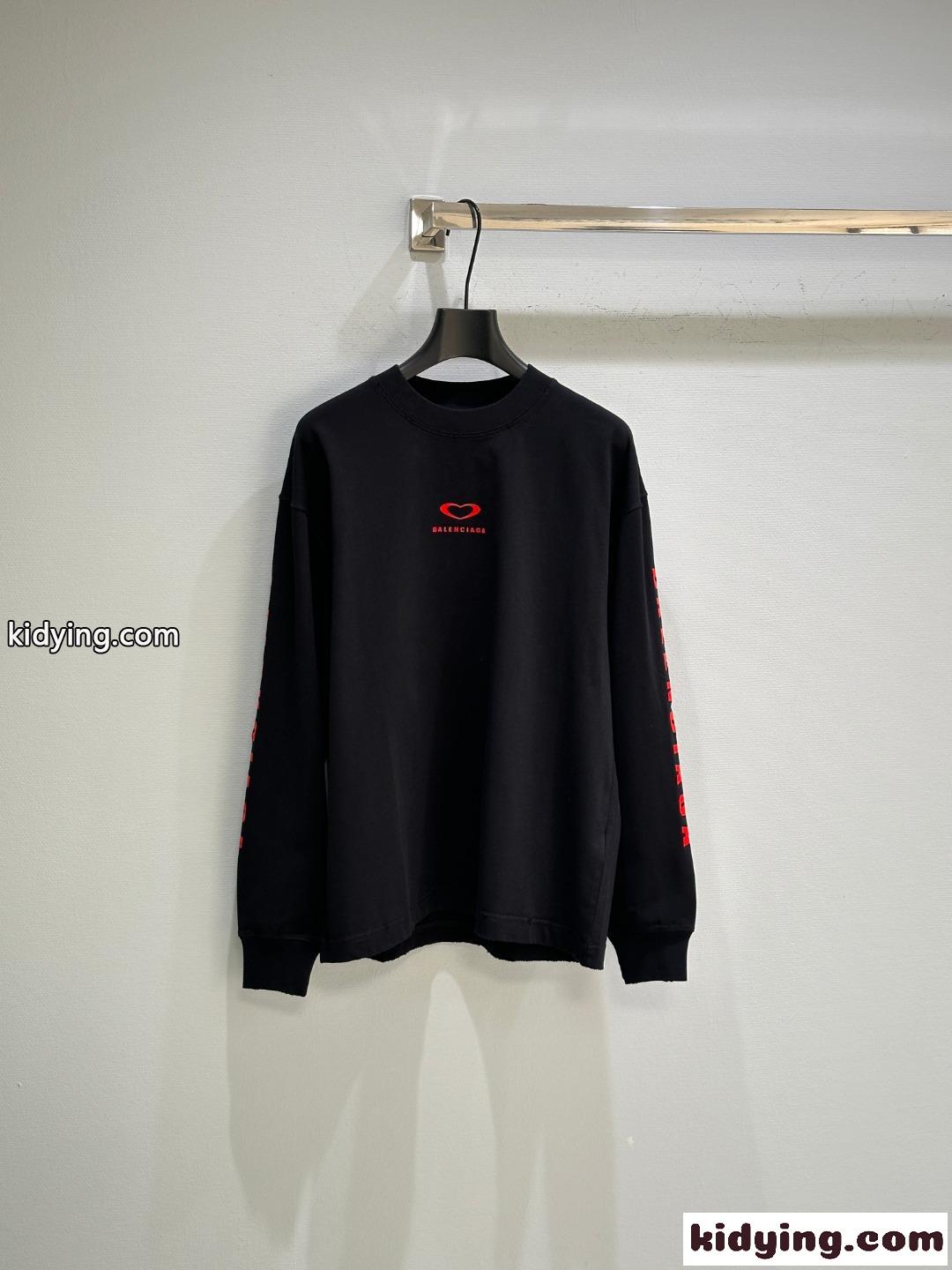 シンプル ストリート ロゴプリント 長袖Tシャツ バレンシアガ Tシャツ コピー-0