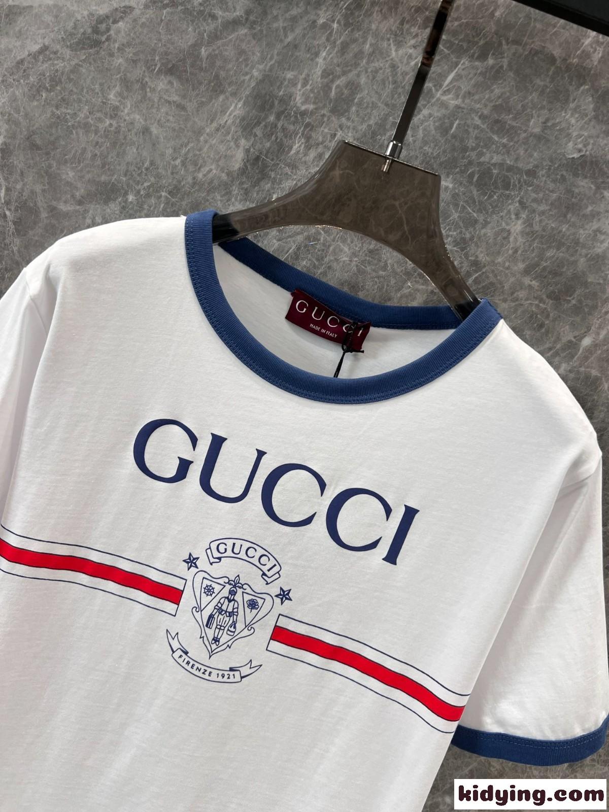 定番 カジュアル ロゴプリント コットン 半袖Tシャツ グッチ Tシャツ コピー クルーネック-0