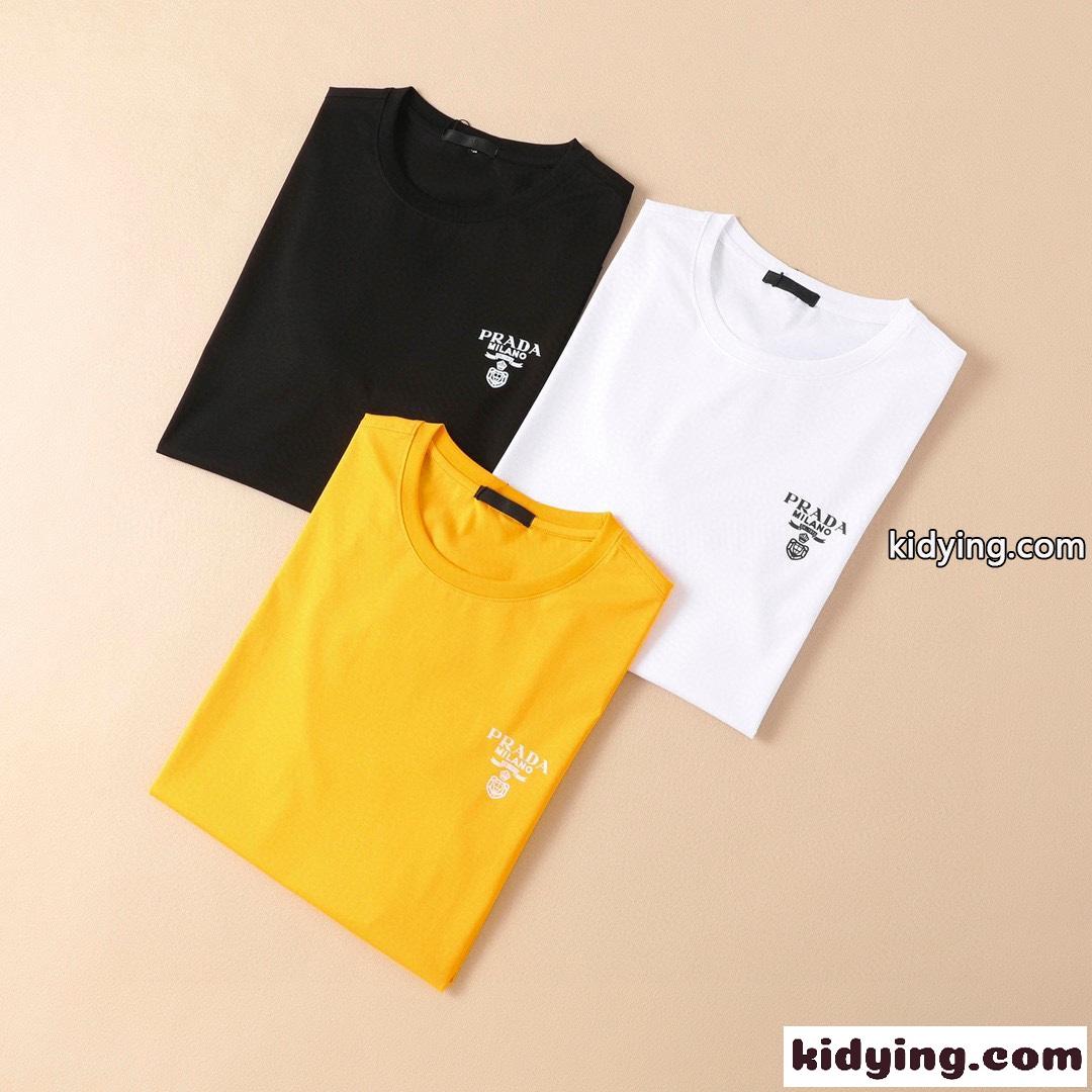 大きいサイズあり 飽きのこない 3色あり ベーシック ロゴ プリント プラダ 半袖tシャツ コピー クルーネック トップス-1