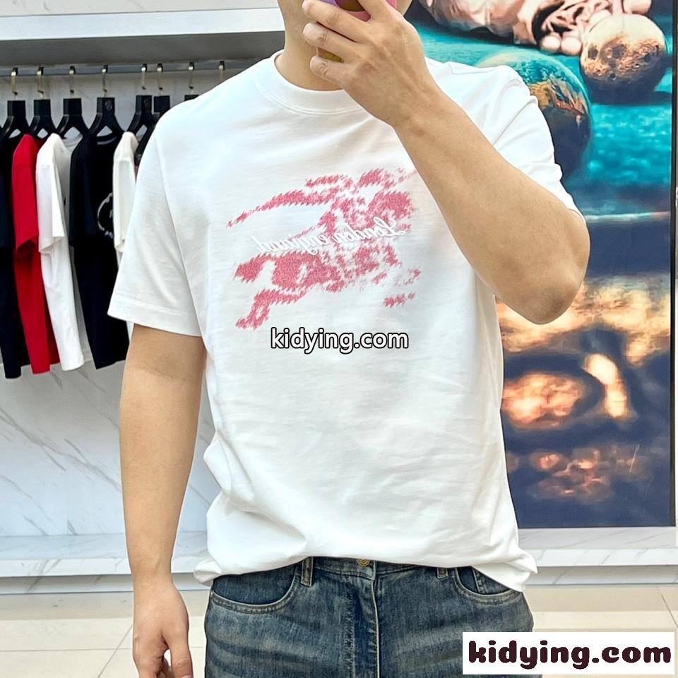 バーバリー 半袖Tシャツ コピー カジュアル ロゴ入り コットン Tシャツ ホワイト-1