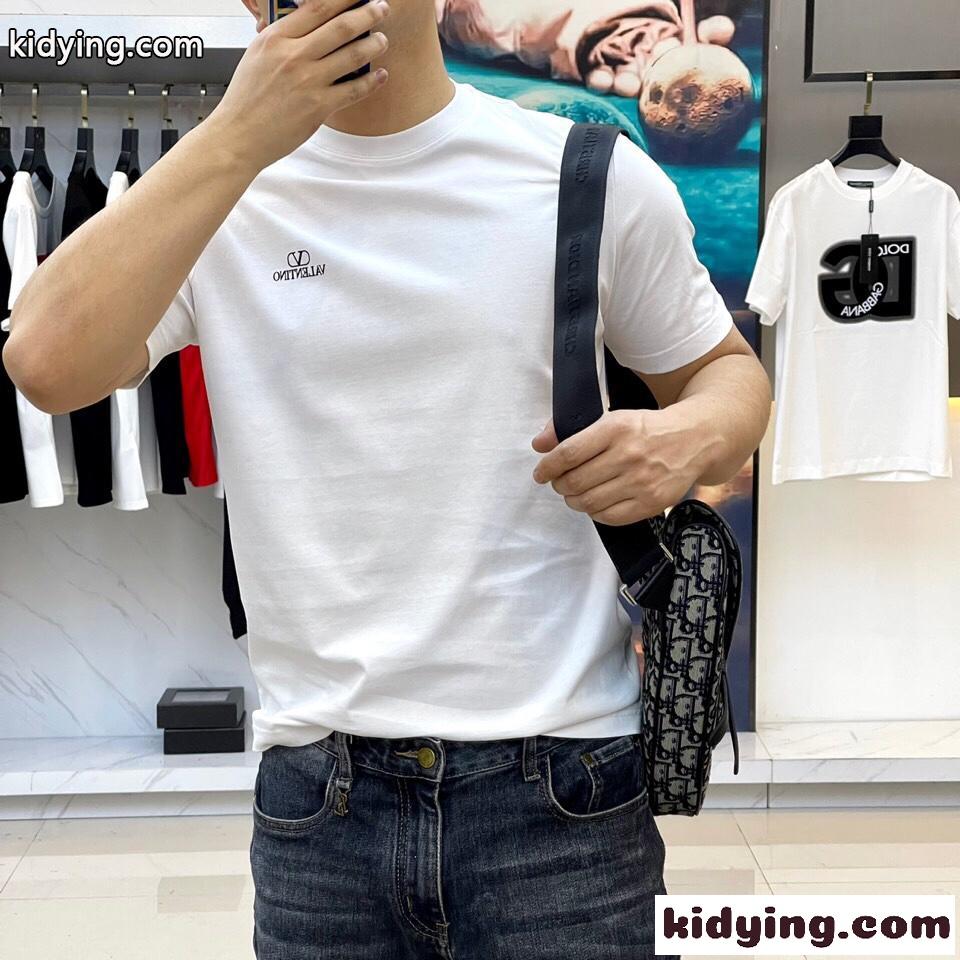 ヴァレンティノ Tシャツ コピー メンズ 洗練された ロゴプリント コットン 半袖Tシャツ-1