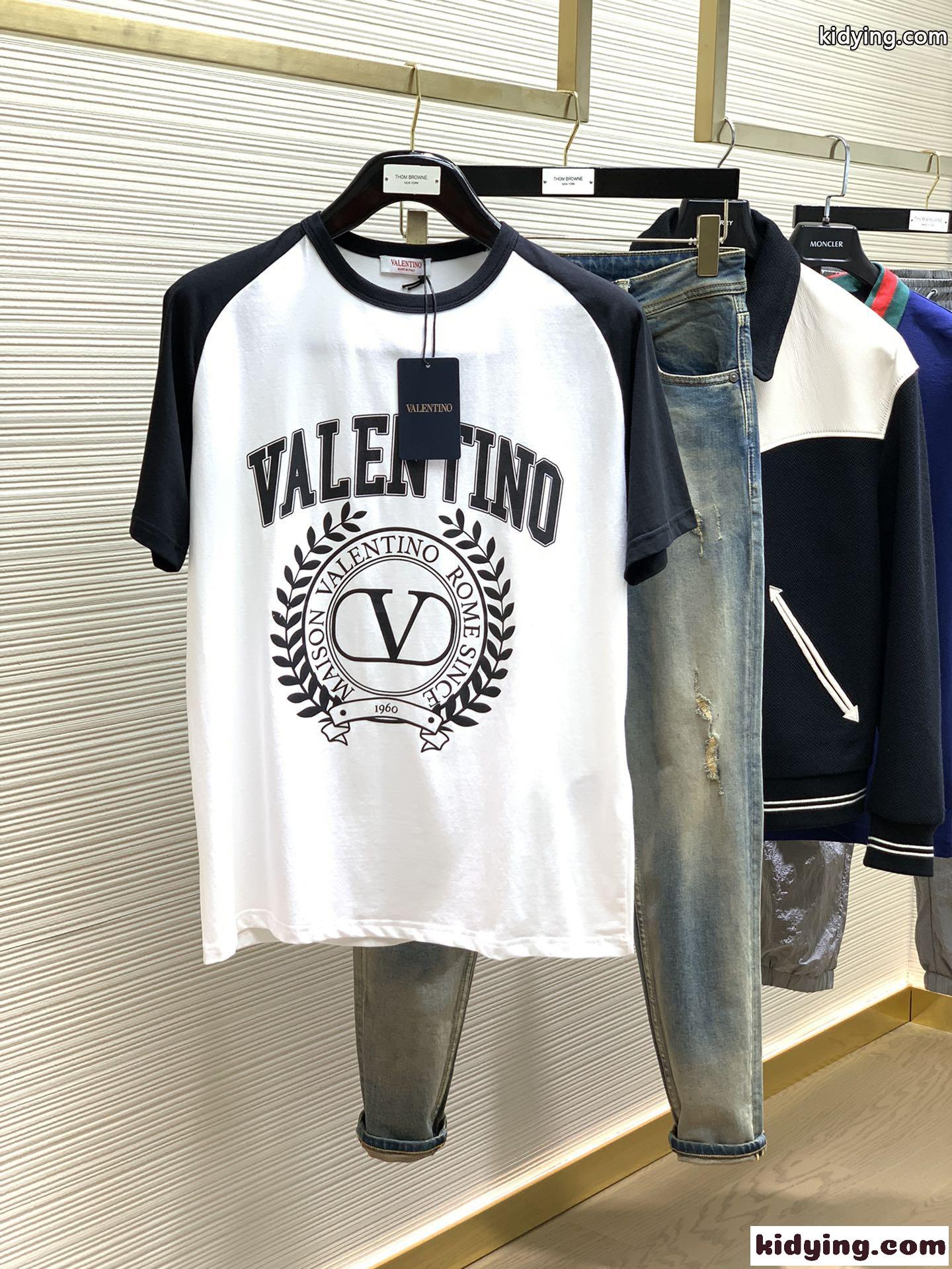 メゾン プリント クルーネック コットン 半袖Tシャツ ヴァレンティノ Tシャツ コピー ユニセックス-0