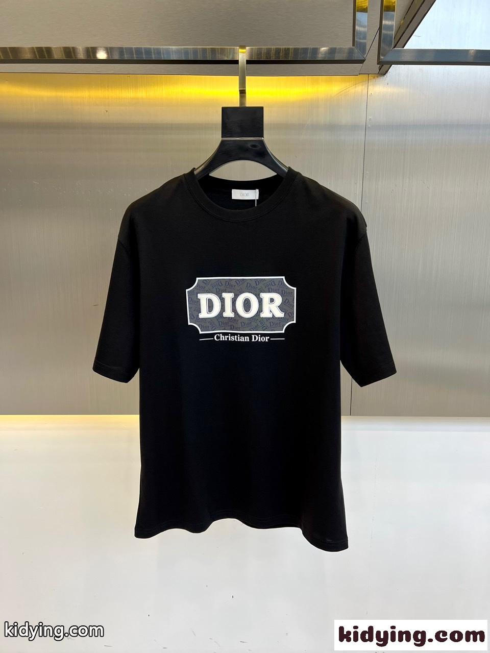 シンプル おしゃれ ロゴTシャツ クリスチャン・ディオール Tシャツ 偽物 コットン ブラック-0