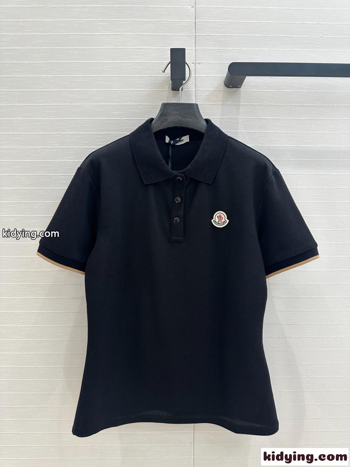 洗練された レディース 半袖ポロシャツ モンクレール Tシャツ コピー ブラック-0