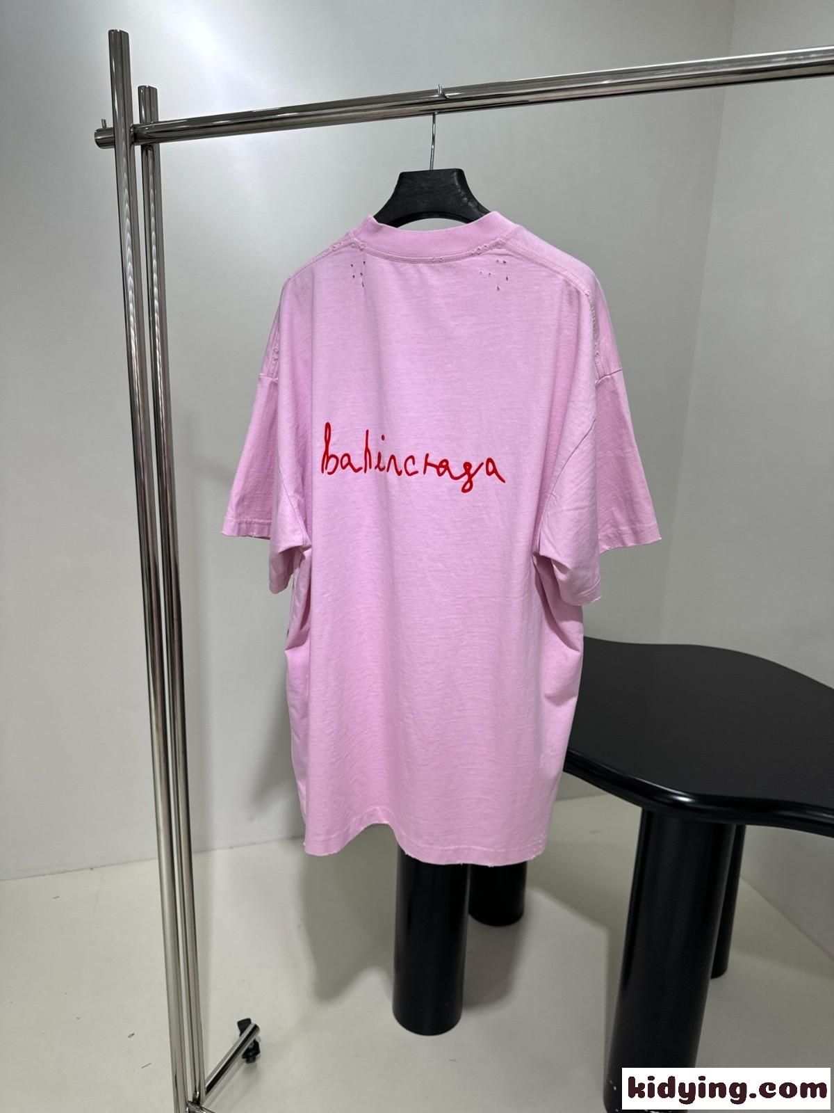 オーバーサイズ LOVEY 半袖Tシャツ バレンシアガ Tシャツ コピー ピンク-2