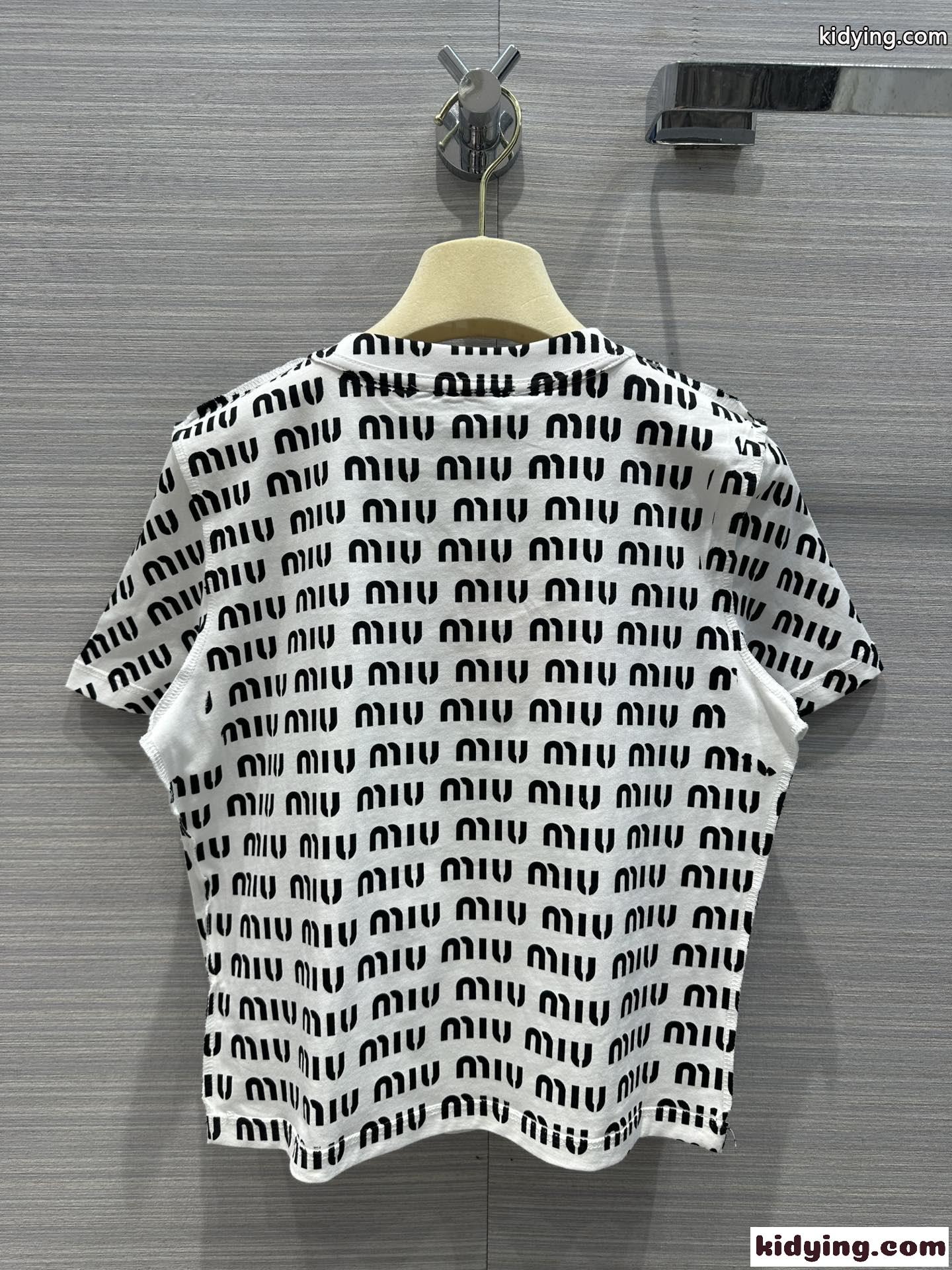 23春夏新作～プリント コットン 半袖Tシャツ ミュウミュウ Tシャツ コピー クルーネック-5
