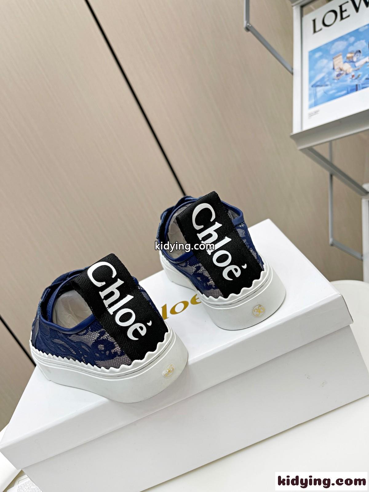 LAURENスニーカー レース クロエ スニーカー コピー レディースシューズ ブルー-1