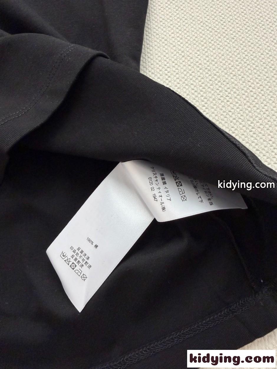 コットン Vネック 半袖Tシャツ クリスチャン・ディオール Tシャツ 偽物 ブラック-4