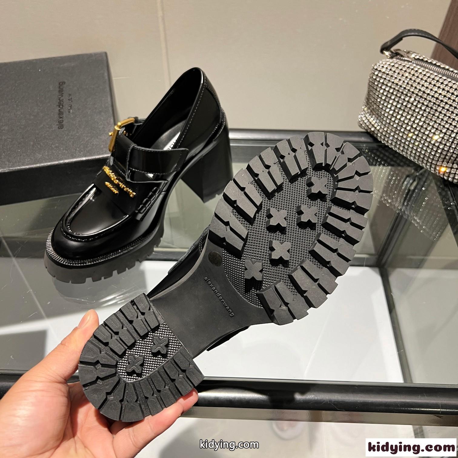 レザー プラットフォーム パンプス アレキサンダーワング パンプス コピー ブラック-4