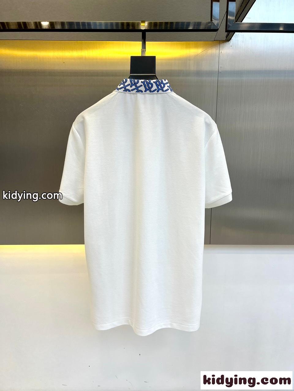 洗練された TB 刺繍入り ポロシャツ バーバリー 半袖Tシャツ コピー ホワイト-4