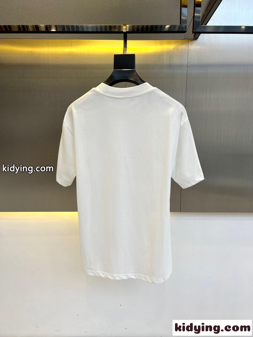 フェンディ Tシャツ 偽物 カジュアル プリント コットン 半袖Tシャツ ホワイト-3