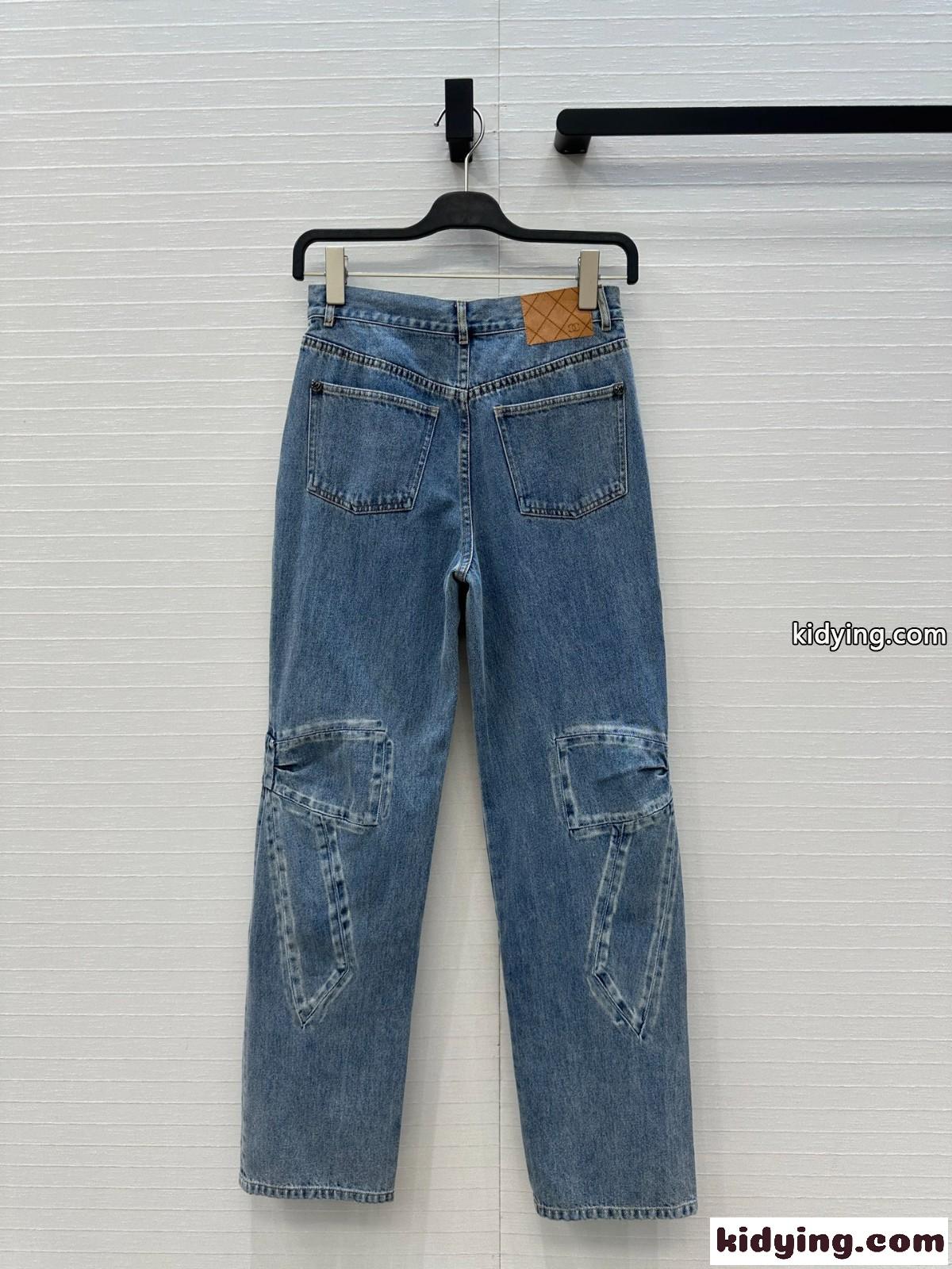 カジュアル お洒落 リボン デニムパンツ シャネル ジーンズ コピー ブルー-4