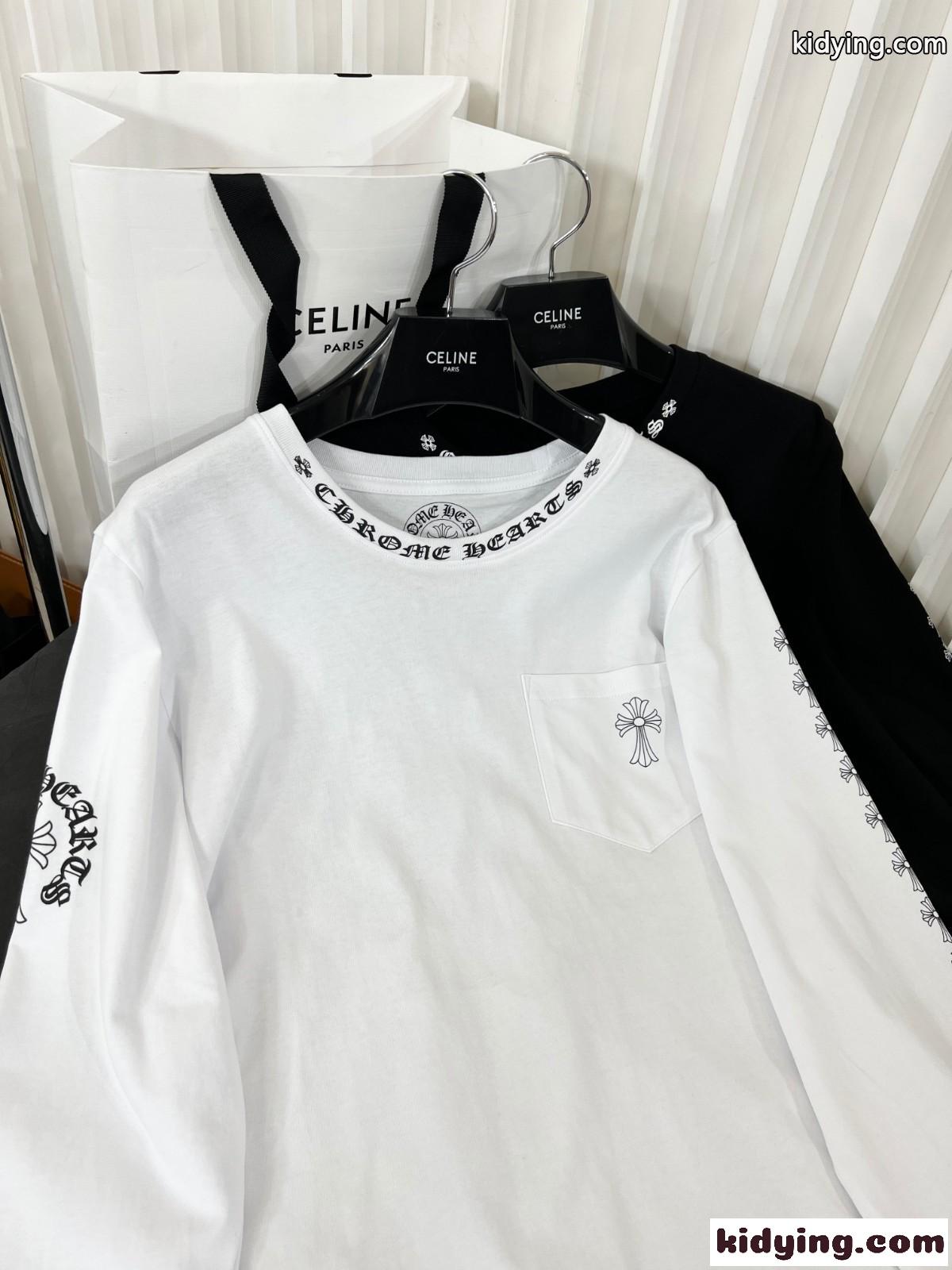 定番 おしゃれ プリント 長袖 クロムハーツ Tシャツ コピー クルーネック カジュアル-4