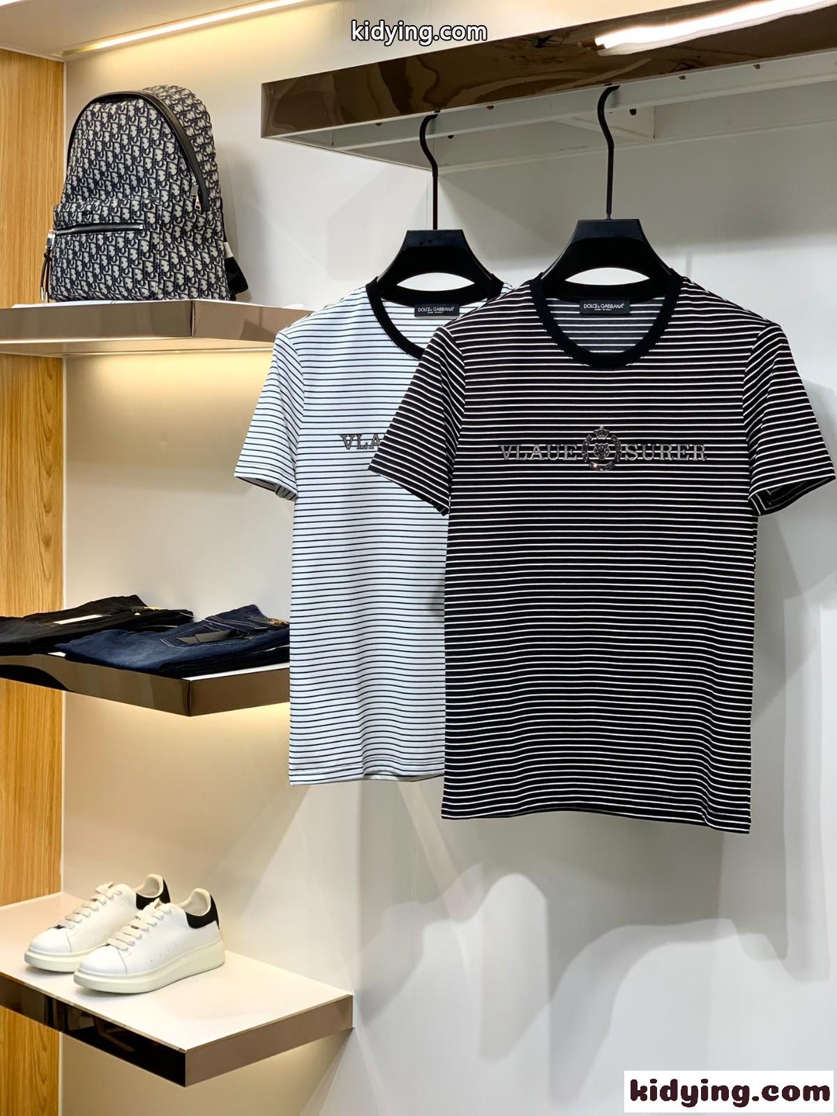 定番 人気 ボーダー柄 ドルチェ&ガッバーナ Tシャツ コピー メンズ 半袖 トップス クールネック 着心地いい-0