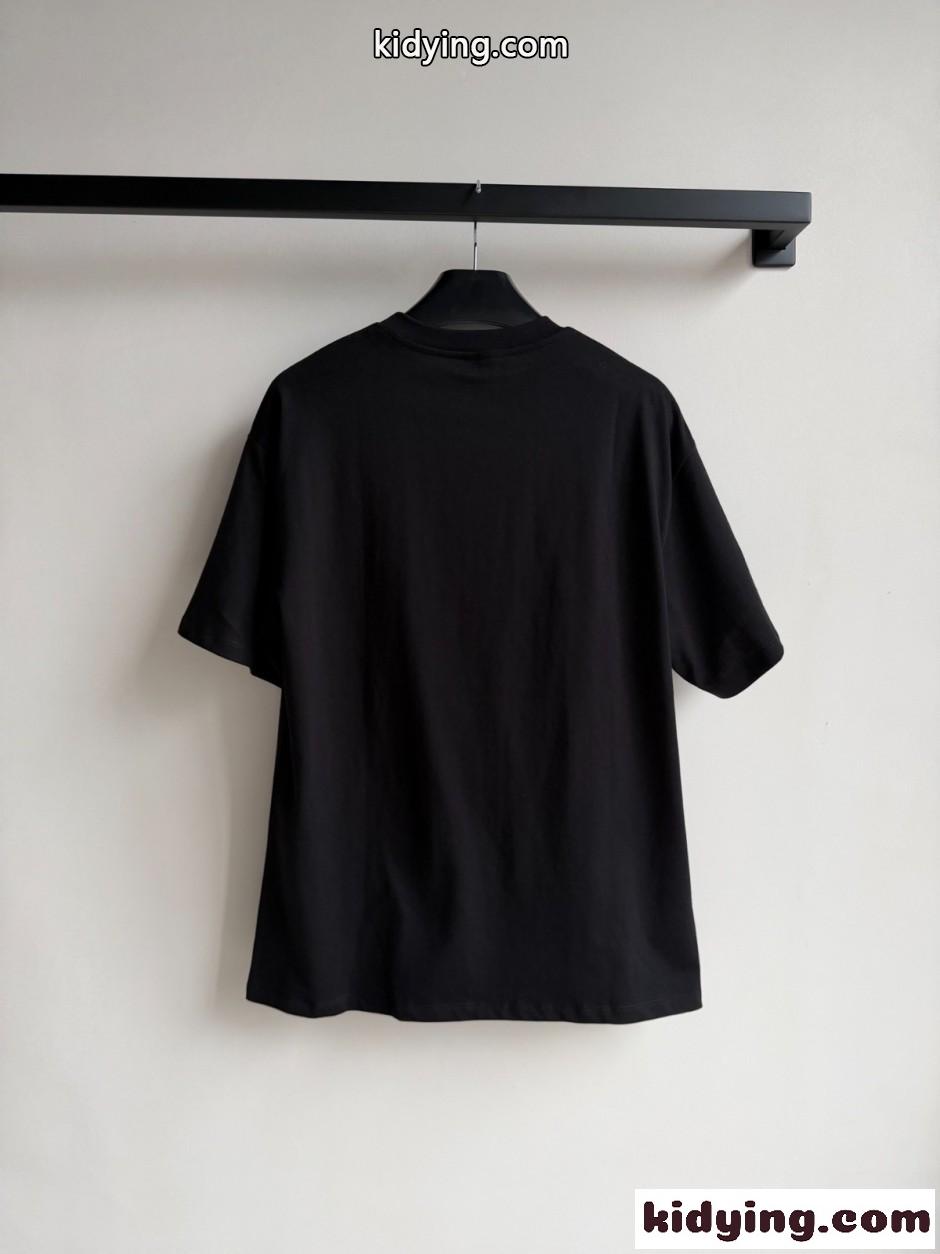 ベーシック ロゴ コットン 半袖Tシャツ セリーヌ Tシャツ 偽物 ブラック-1