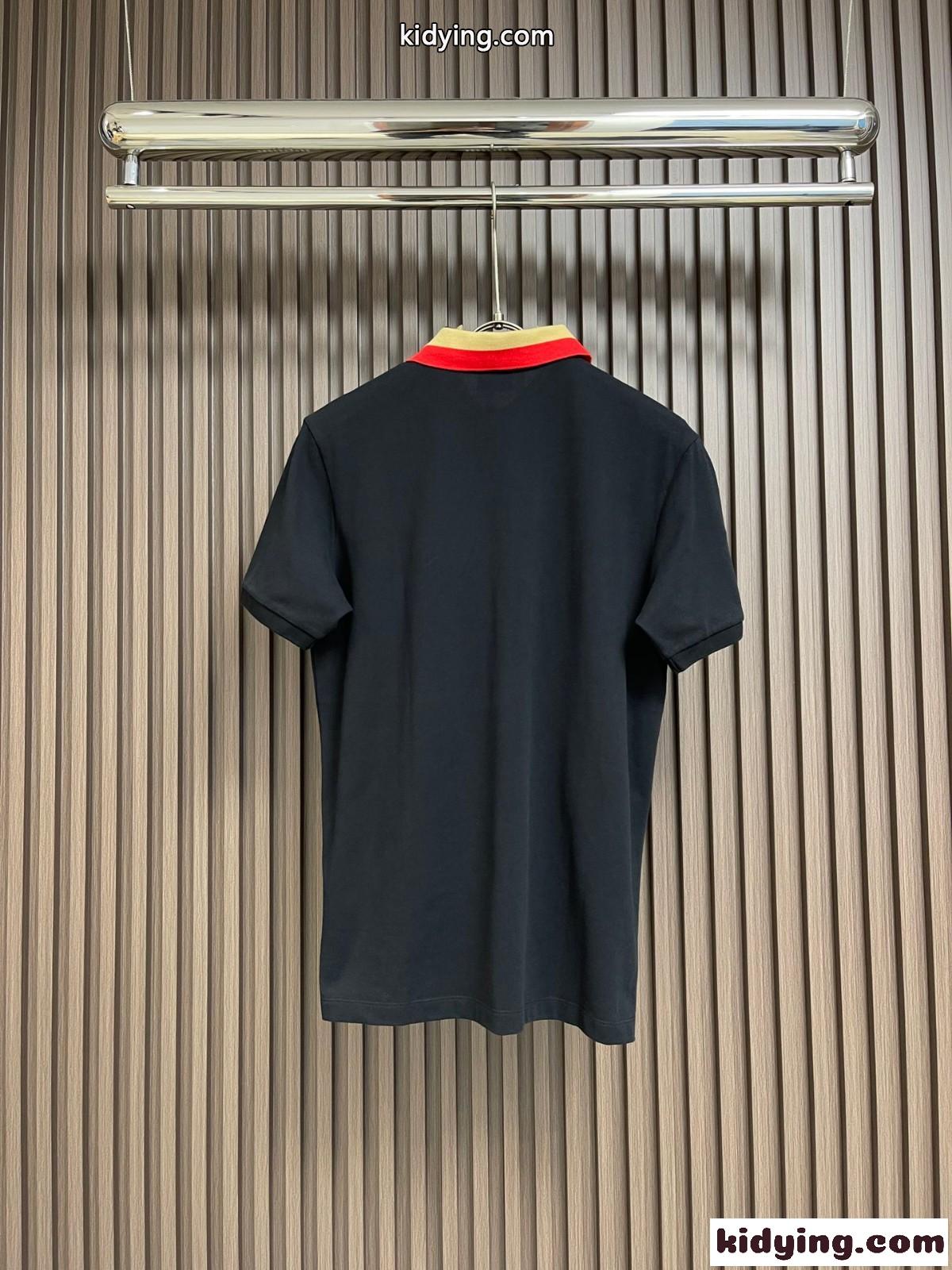 クラシック コットンピケ ポロシャツ バーバリー 半袖Tシャツ コピー ブラック-0