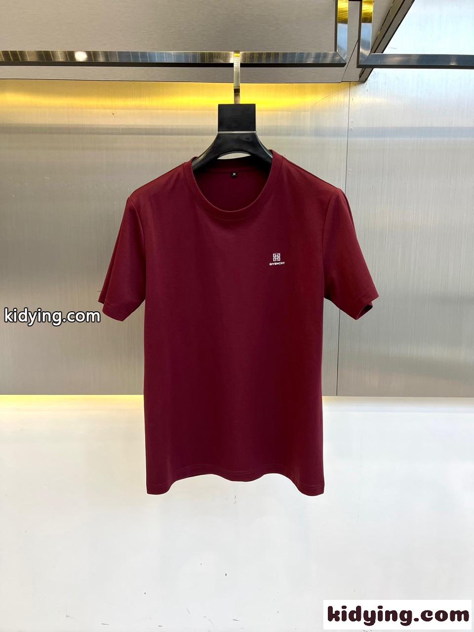 シンプル ロゴ クルーネック 半袖Tシャツ ジバンシィ Tシャツ 偽物 レッド-1