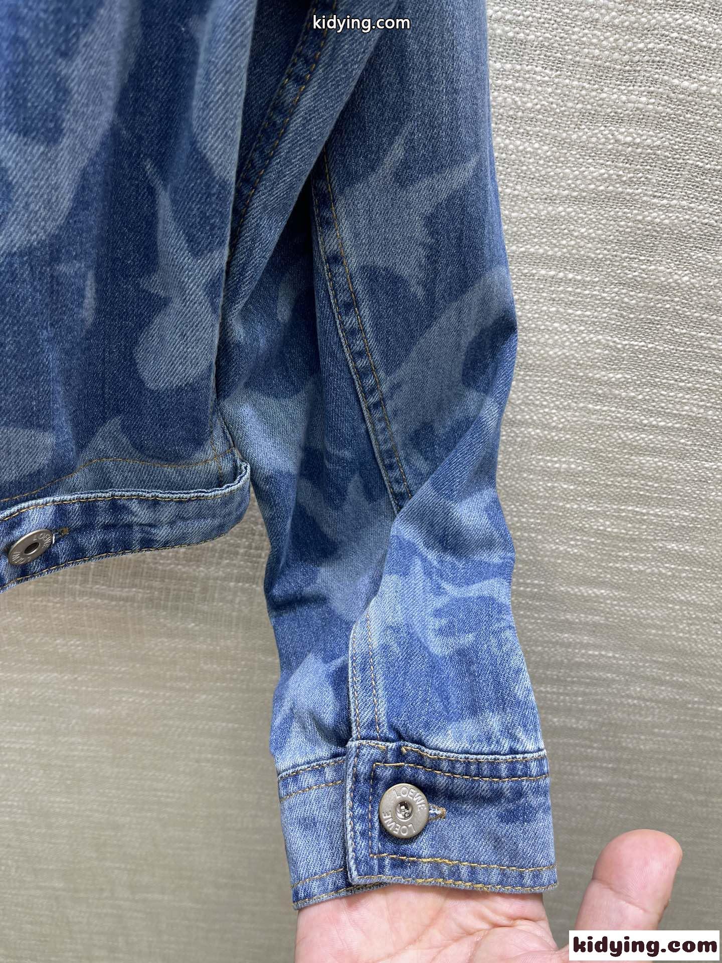フィッシュ クロップド デニムジャケット ロエベ ジャケット コピー レディース-3