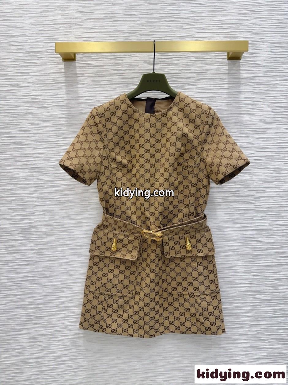 GGコットンキャンバス 半袖 ミニドレス グッチ ワンピース 偽物-1