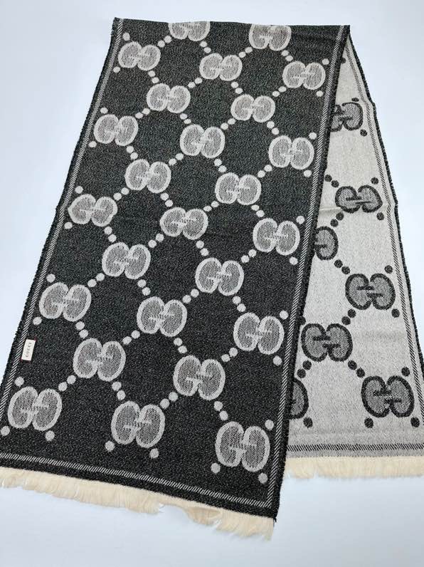 GGカシミヤ ラメ ジャカード スカーフ グッチ スカーフ 偽物 マフラー-2