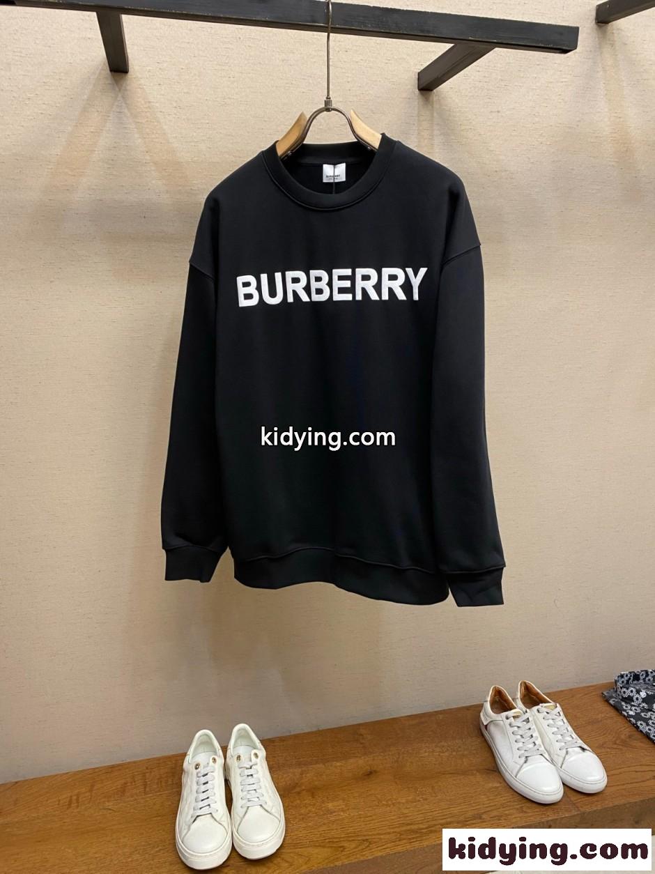 定番 ロゴ コットン スウェットシャツ バーバリー Tシャツ 偽物 ブラック-1
