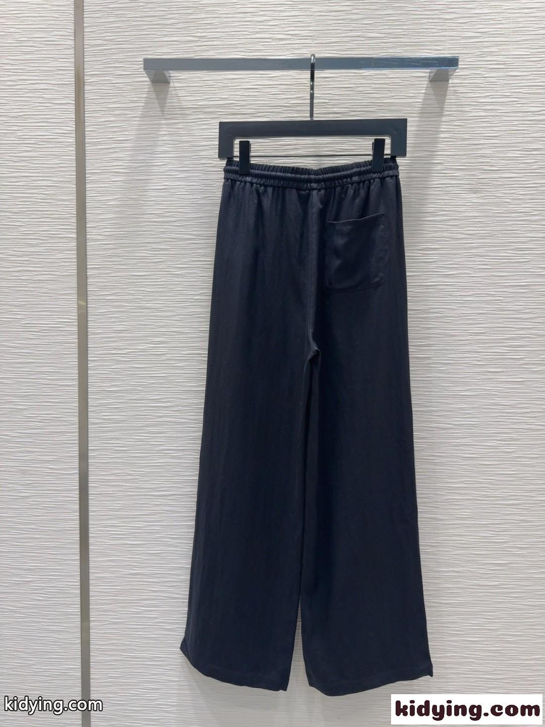 カジュアル ロゴ ロングパンツ アレキサンダーワング パンツ 偽物 ブラック-4