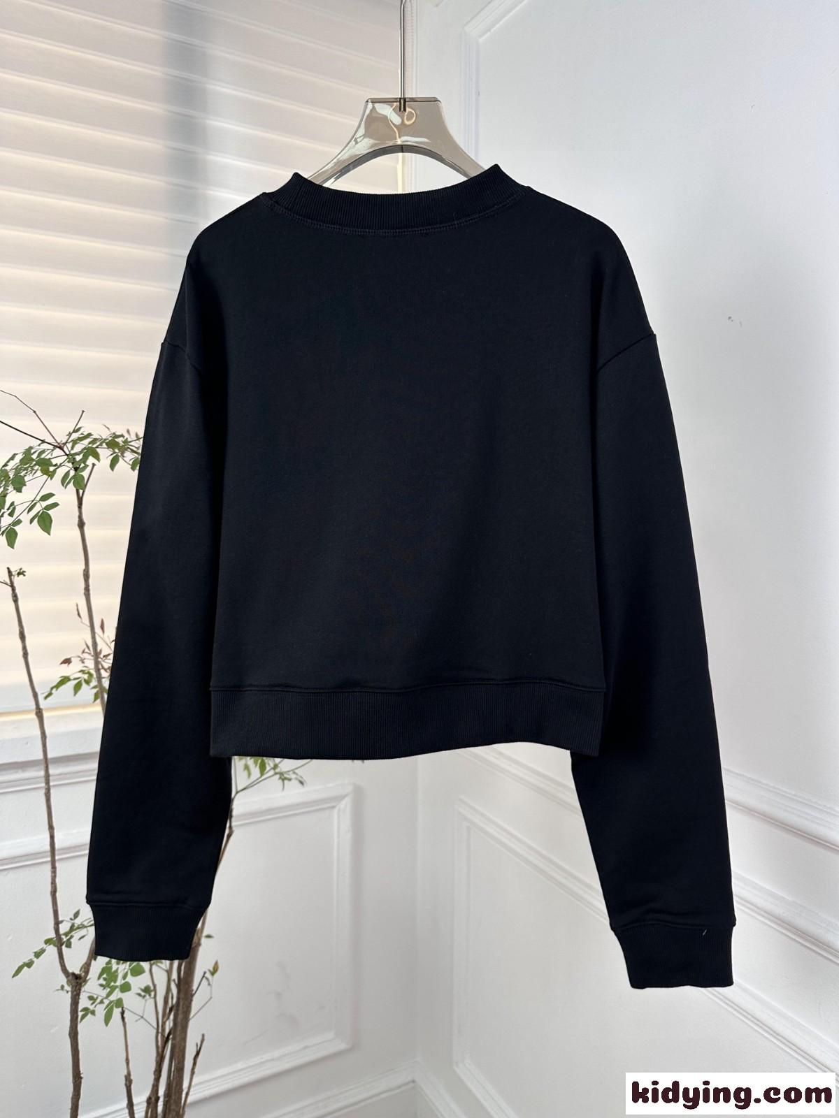 コットン クルーネック スウェットシャツ ミュウミュウ Tシャツ コピー ブラック-3