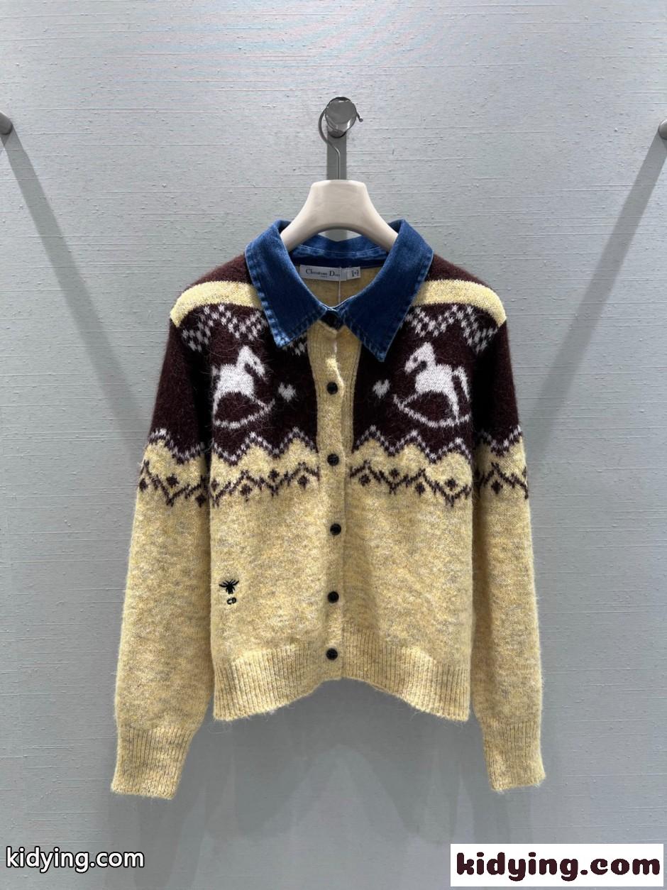 クリスチャン・ディオール ニット コピー ホースモチーフ モヘアブレンド カーディガン-1