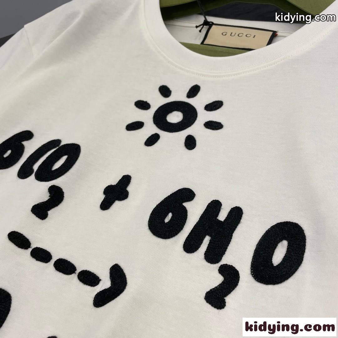 GUCCI エンブロイダリー入り コットン Tシャツ グッチ Tシャツ コピー レディース-3