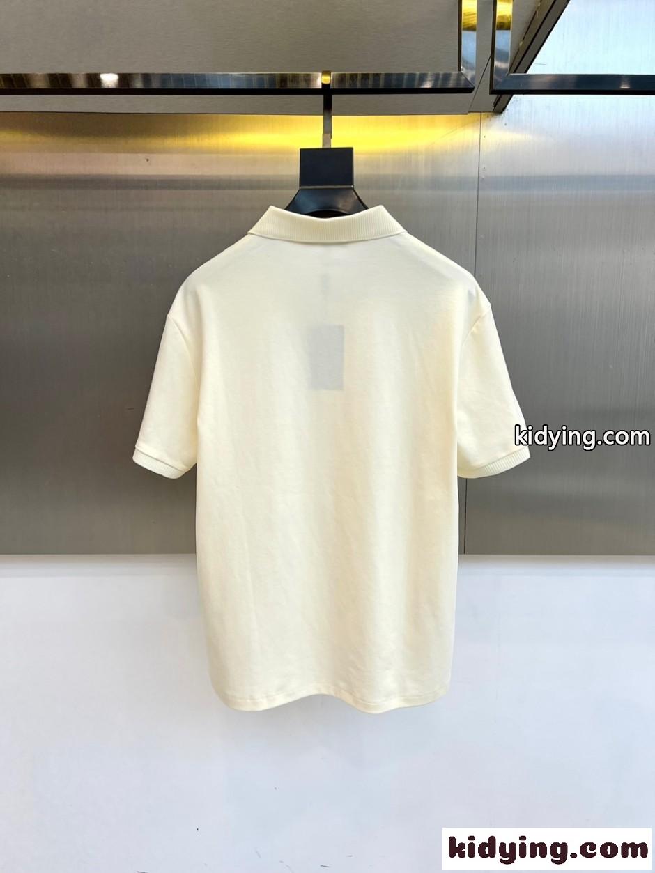 カジュアル 上品 ロゴ刺繍 スキッパーポロシャツ エルメネジルド・ゼニア Tシャツ 偽物 ベージュ-4