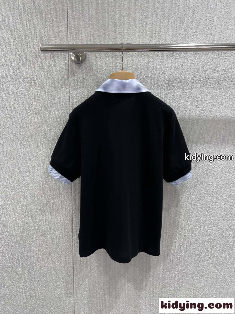 レイヤード風 半袖 ポロシャツ ミュウミュウ Tシャツ コピー コットン-1