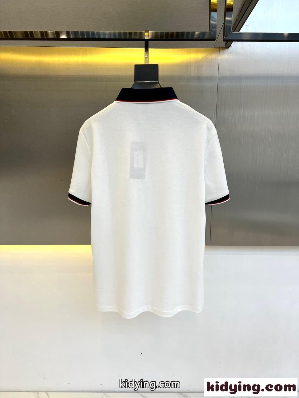 グッチ Tシャツ 偽物 カジュアル コットンピケ ポロシャツ ホワイト-3
