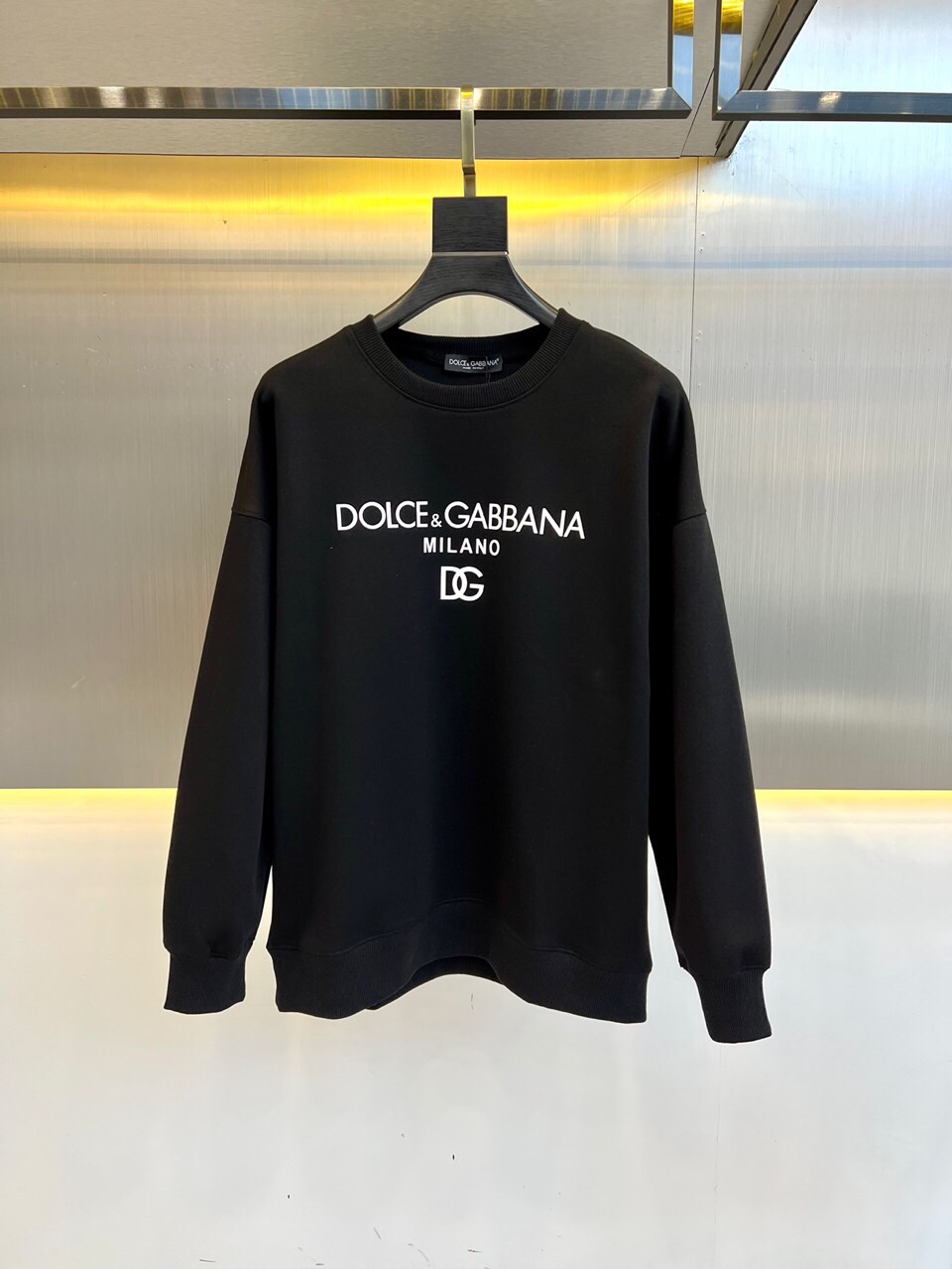 定番 ロゴ クルーネック スウェットシャツ ドルチェ&ガッバーナ Tシャツ コピー ブラック-0