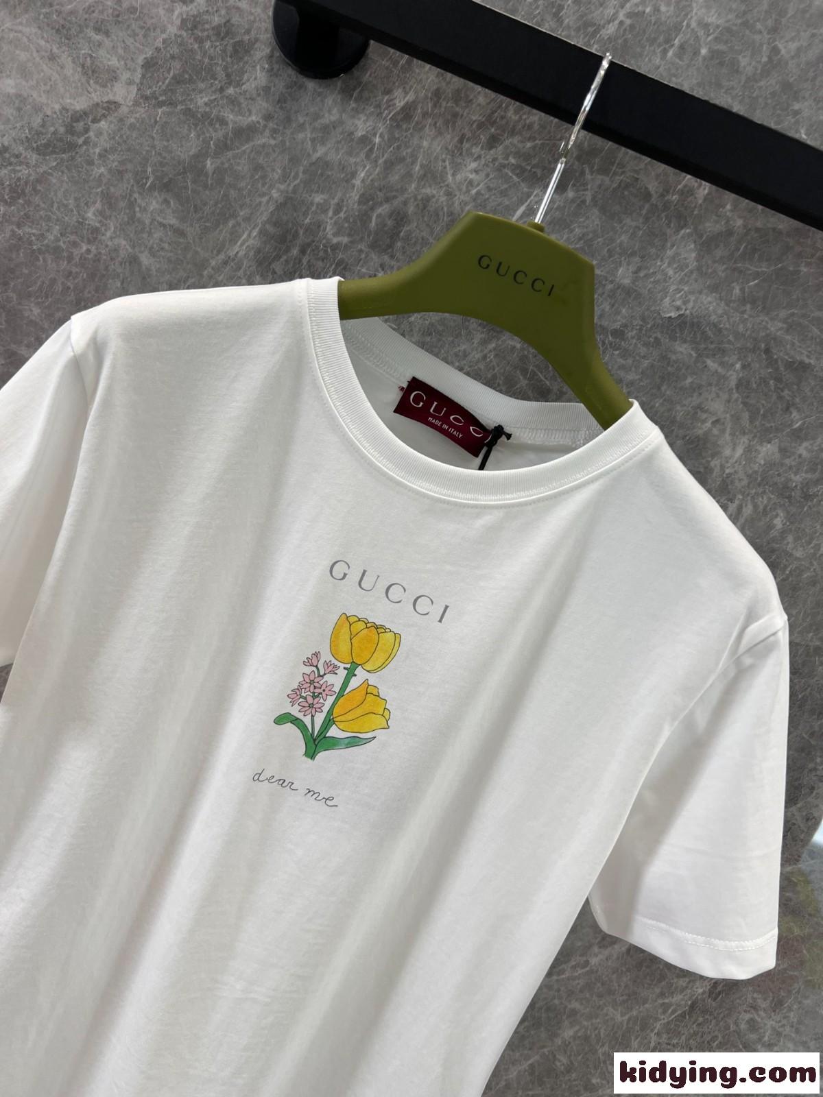 グッチ Tシャツ コピー 定番 カジュアル 可愛い プリント 半袖Tシャツ コットン-0