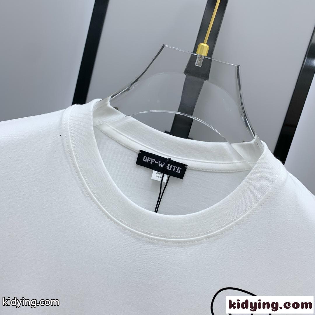 オフホワイト Tシャツ コピー カジュアル ロゴ入り コットン 半袖Tシャツ ホワイト-2