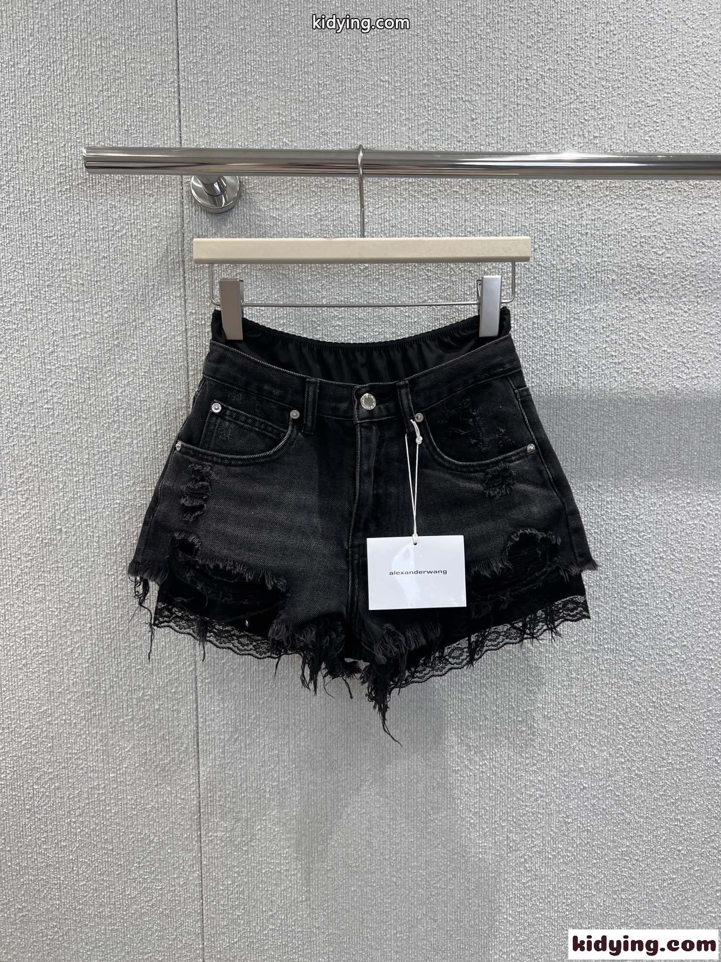 シルクボクサー付きプレイスタイル デニムショーツ アレキサンダーワング パンツ コピー ブラック-2