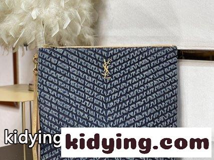 イヴサンローラン カバンコピー MONOGRAMカウボーイのジャカード継ぎ合わせ書類バッグ 金属連結YSL標識ジャカード継ぎ合わせ縫合-4