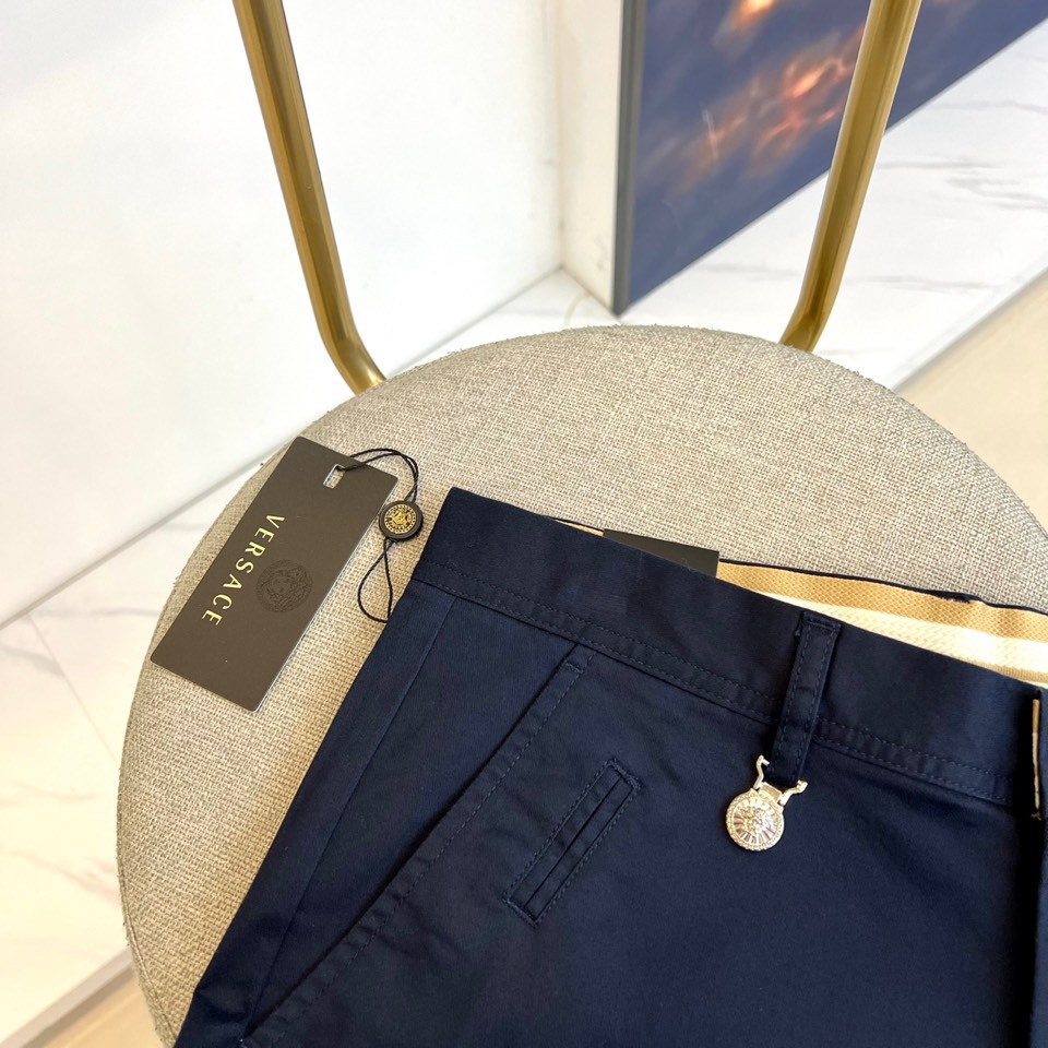 洗練された 上品 合わせやすい ヴェルサーチ パンツ 偽物 メンズ チノパンツ ネイビー-2