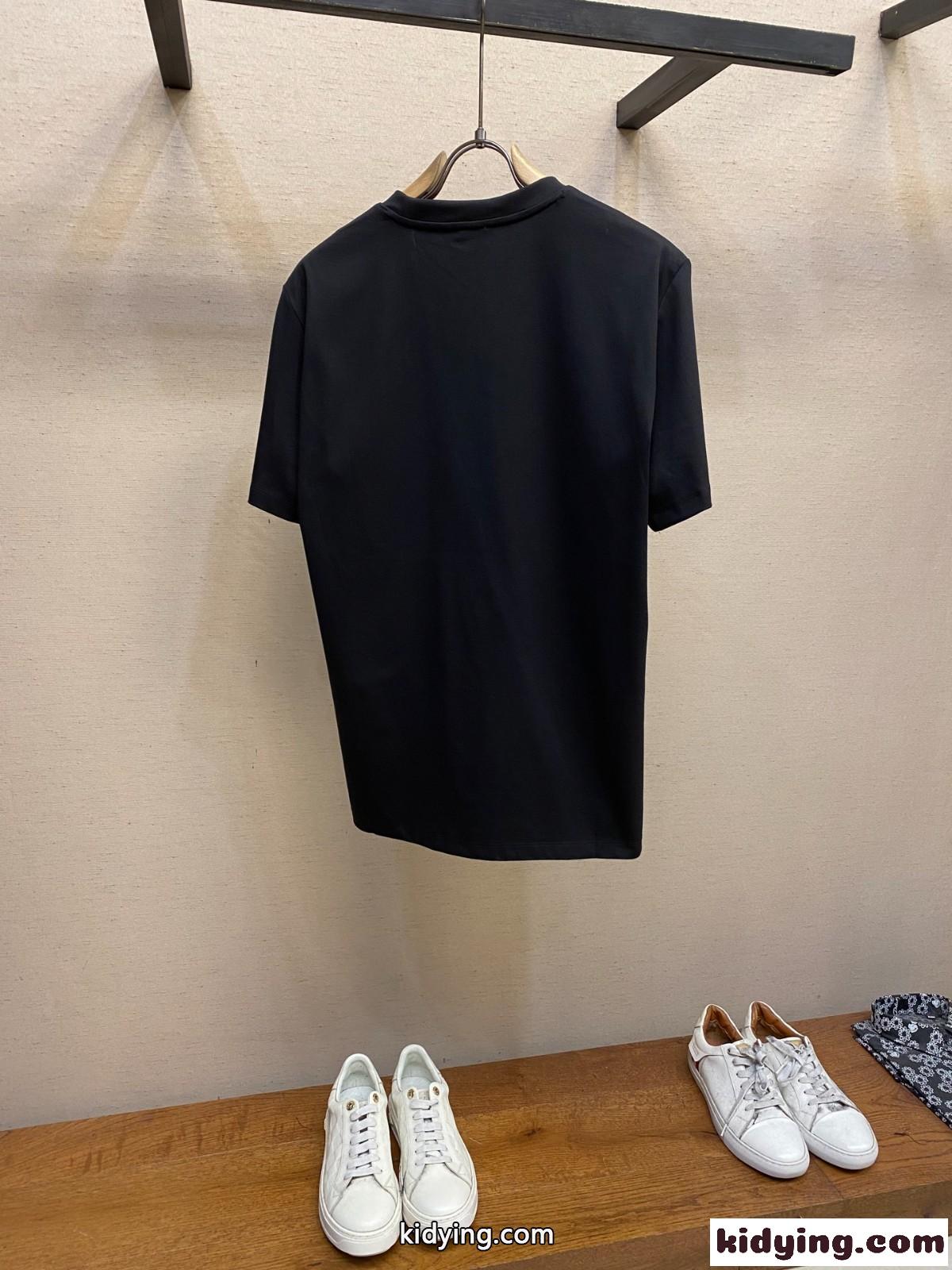 ロエベ Tシャツ コピー シンプル アナグラム コットンブレンドTシャツ 半袖トップス ブラック-1