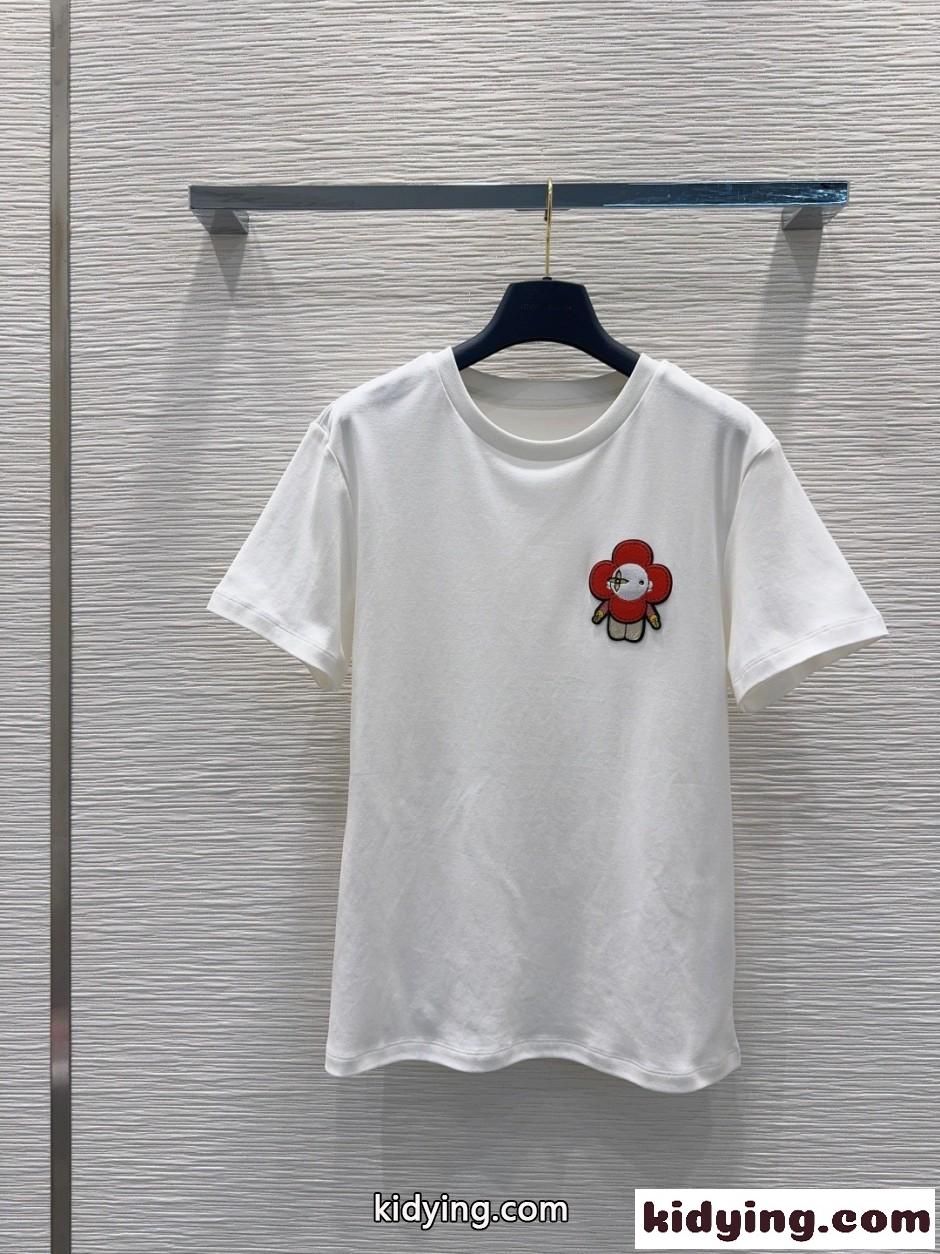 ヴィヴィエンヌパッチTシャツ ルイ・ヴィトン Tシャツ コピー コットン ホワイト-1