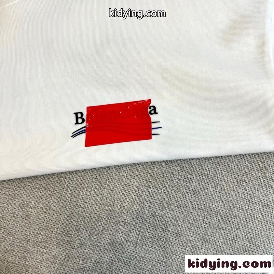 バックロゴ クルーネック半袖Tシャツ バレンシアガ Tシャツ 偽物 ホワイト-2