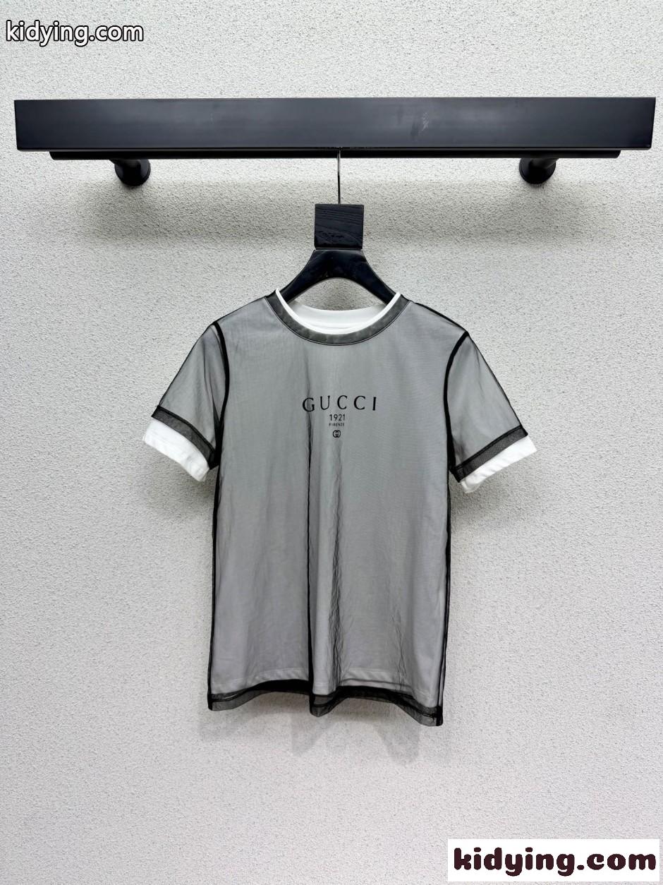 おしゃれ レイヤード風 半袖Tシャツ グッチ Tシャツ コピー クルーネック-0