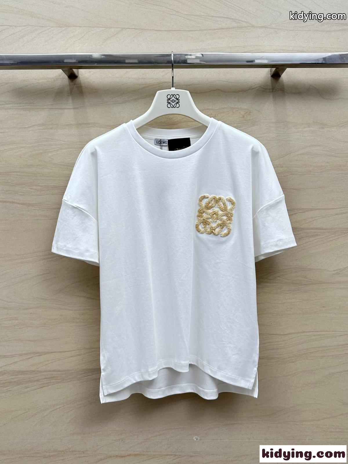 カジュアル ボクシーフィット 半袖Tシャツ ロエベ Tシャツ スーパーコピー ホワイト-2