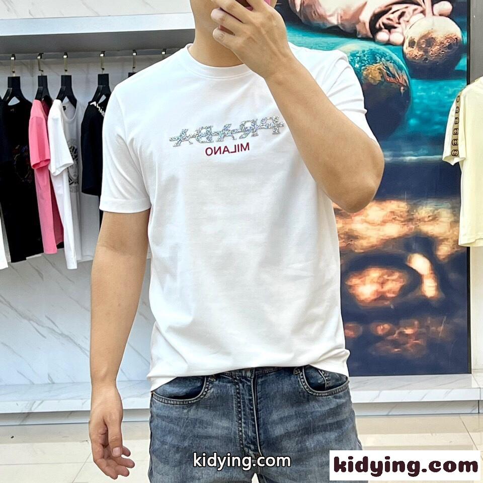 ベーシック 着回し ロゴ クルーネック プラダ Tシャツ コピー メンズ 半袖 トップス ホワイト-2