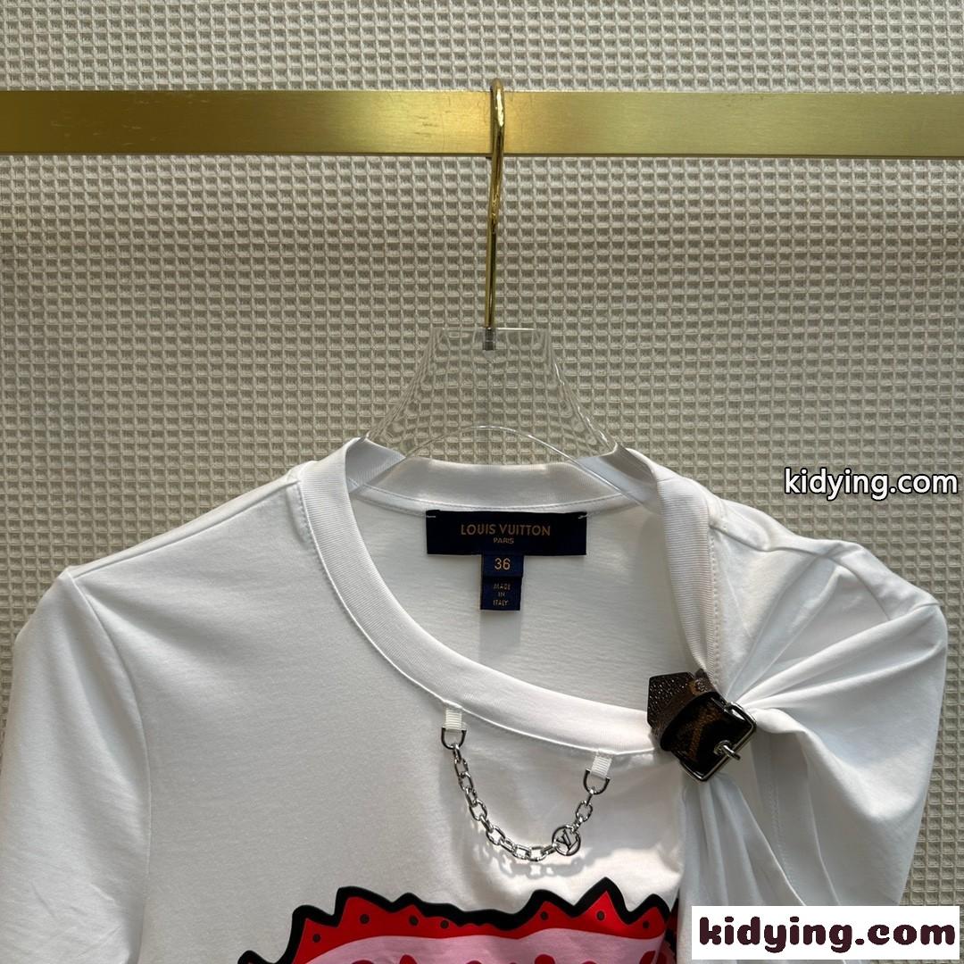 LV × YK フィッシュパッチバックルスリーブTシャツ ルイ・ヴィトン Tシャツ コピー コットン-2