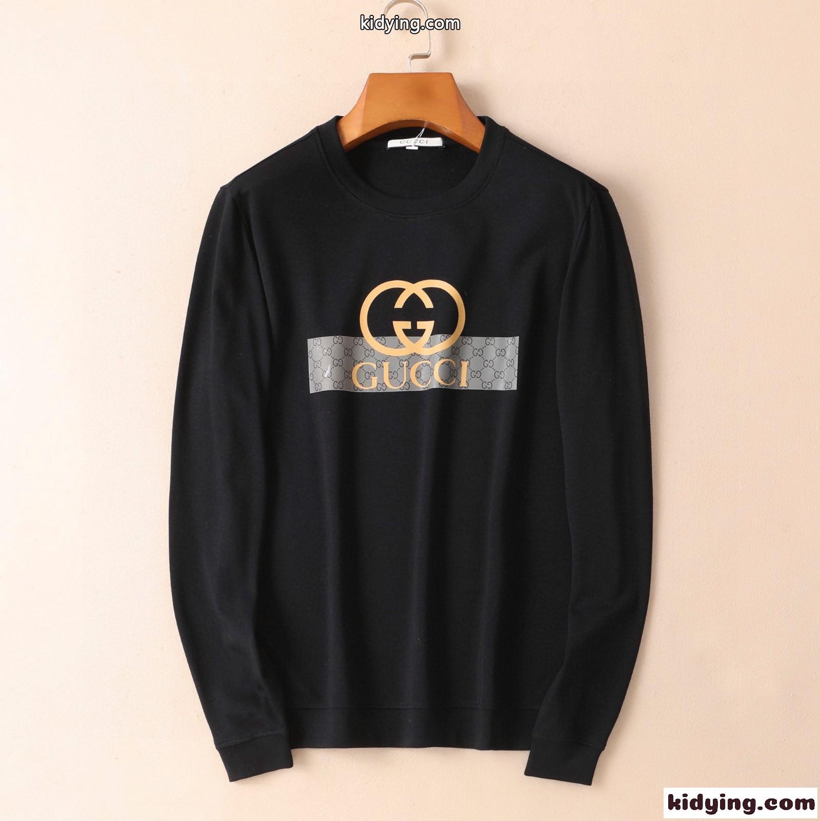 シンプル 秋冬 メンズ 裏起毛 プリント プルオーバー ラウンドネック長袖tシャツ グッチ コピー-2