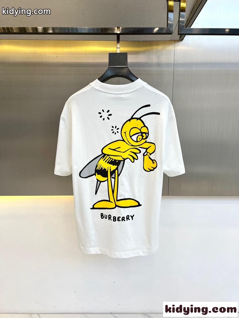 シンプル プリント 半袖Tシャツ バーバリー Tシャツ コピー クルーネック ホワイト-3