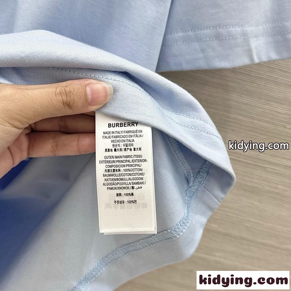 ナイトチェック コットンTシャツ バーバリー Tシャツ 偽物 ライトブルー-4