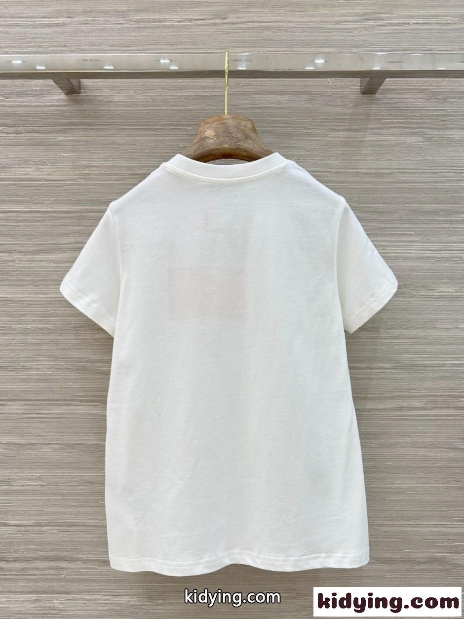 シンプル ロゴ入り コットン ミュウミュウ Tシャツ コピー ホワイト-4
